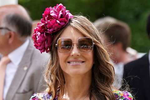 Liz Hurley shows off plunging neckline in stunning dress as she turns up for Goodwood Festival along with Michael Owen