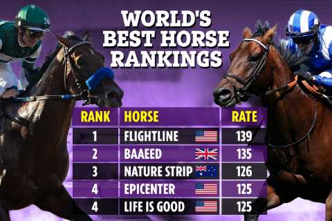 World’s best racehorse: Baaeed knocked off No1 spot 24 hours after pulling out of the Arc as Flightline soars to the top