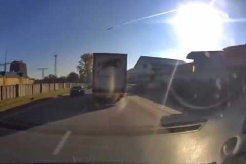 Terrifying clip shows rocket explode yards from lorry rescuing horses as trainer Gay Kelleway reveals horror of Ukraine