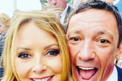 Stunning Carol Vorderman celebrates £660 winner with Frankie Dettori after he rode her tip to victory at Ascot