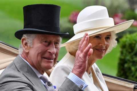 King Charles beams with Camilla by his side as Royals arrive at Ascot